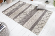 Handgeweven wollen vloerkleed 240x160cm grijs beige gebreid scheerwolpatroon