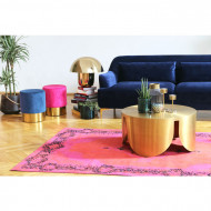 Hocker stof blauw Messing Ø35cm