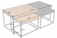 Industriële salontafels Set van 3 eiken look afneembaar dienblad