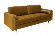 Luxe design 3-zitsbank 225 cm zitcomfort pocketvering bekleding stof fluweel mosterdgeel