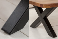 Massieve boomstam salontafel MAMMUT 110 cm acacia honing afwerking zwart X-frame
