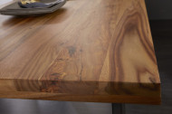 Massieve eettafel IRON CRAFT 200cm Sheesham-steenafwerking Industrieel ontwerp