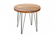 Massieve eettafel MAKASSAR 80cm sheesham rond met haarspeldpoten