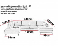 Moderne Lounge Hoekbank stof lichtgrijs Panoramische Salon stof Licht Grijs 348 cm