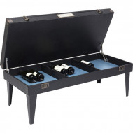 Salontafel Collector Zwart 122x55cm met vakjes en wijnhouder