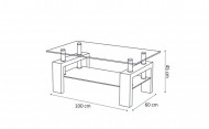 Salontafel Glas Hoogglans Wit Model Budget 100cm