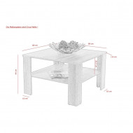 Salontafel WIT MET SCHAP 68x68 cm