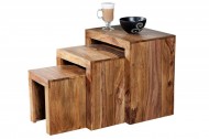 Sheesham Hout bijzettafels MAKASSAR set van 3 45 cm