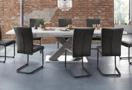 Uitschuifbare wit mat Eettafel "Comfort C", 180-280 cm met X-onderstel in grafiet 180-280 cm