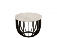 Bijzettafel Rond Marmer/ijzer Wit/Zwart