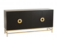 Dressoir 4 Deuren Mango Hout/Ijzer Zwart/Goud 160cm