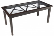 Eettafel Zwart Hout,Glas Rechthoek 180cm 3 Kruisen