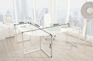 Exclusief design hoekbureau 180 cm mat wit glas