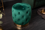 Gecapitonneerd Poef Chesterfield donkergroen goud fluweel 37 cm