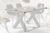 Industriële eettafel 140cm donker eiken look met antraciet zwarte X-poten
