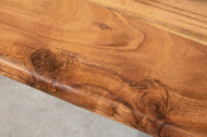 Massief houten salontafel MAMMUT 120cm natuurlijk acacia V-frame zwart 2,5cm tafelblad