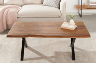 Massieve boomstam salontafel AcaciaHout 118 cm met X-onderstel