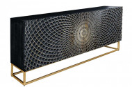 Design dressoir ILLUSION 180cm zwart mangohout massief hout goud ijzer metalen frame