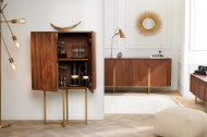 Design highboard GATSBY 125 cm bruin mat goud mangohout retro