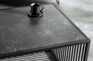 Design salontafel ARCHITECTURE 100cm zwart marmer gerookt glas metaal