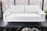 Design Teddy witte stof 3-zitsbank 220 cm zitting pocketvering met zwarte poten