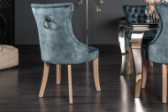 Eetkamerstoel petrol fluweel landelijke stijl met comforthandvat set van 2