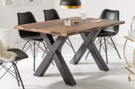 Industriële eettafel 140cm donker eiken look met antraciet zwarte X-poten