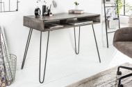 Massief bureau SCORPION 100 cm met haarspeldpoten van grijs mangohout