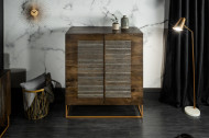 Massief highboard Shiny 100cm mangohout met agaatsteen afwerking