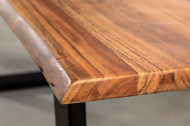Massief houten salontafel MAMMUT 120cm natuurlijk acacia V-frame zwart 2,5cm tafelblad