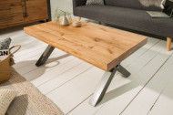 Massieve salontafel THOR 110cm wild eiken geolied in industrieel design