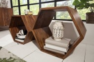 Massieve set van 2 cubes HEXAGON Sheesham Stone Finish bijzettafels
