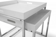 Moderne bijzettafel set van 2 ELEMENTS 50cm wit chroom uitneembaar blad