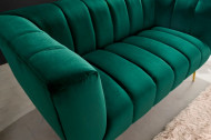 Retro 2-zitsbank NOBLESSE 165cm smaragdgroene fluwelen tweezitsbank met decoratief stiksel
