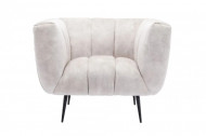 Retro fauteuil NOBLESSE 106cm champagne fluweel met sierstiksels