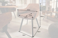 Retro stoel PALERMO vintage lichtbruin met armleuningen en sierstiksels