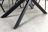 Uitschuifbare wit keramisch eettafel160-200cm wit keramisch marmer zwart metalen onderstel