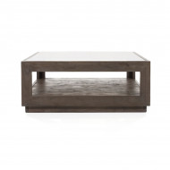 Vierkante Salontafel Liam 95x95 - bruin mango hout met glas