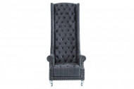 Barokke Troonstoel antiek grijs met decoratieve doorgestikte Chesterfield fauteuil