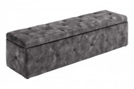 Chesterfield bedbank EXTRAVAGANCIA 140 cm grijs fluweel met opbergruimte