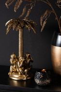 Deco beeld Palmboom Met Apen Poly Goud 36cm