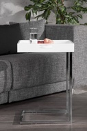 Design bijzettafel CIANO 40cm wit chroom dienbladtafel