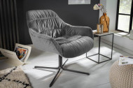 Draaifauteuil BIG DUTCH grijs fluweel met armleuningen in retrostijl