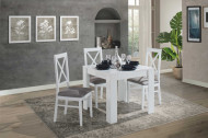 Eettafel 90x90 verlengbaar naar 180cm in hoogglans wit-wit
