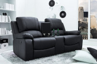Exclusieve 2-zits bioscoopbank 190 cm zwarte lederlook met bekerhouder