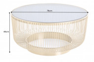 Filigraan design salontafel VARIATION 80cm goud zwart glas handwerk