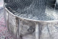 Handgemaakte salontafel MARRAKESH 65cm zilver met gehamerd design