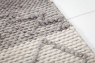 Handgeweven wollen vloerkleed 240x160cm grijs beige gebreid scheerwolpatroon
