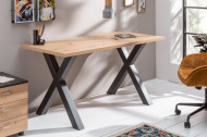 Industrieel bureau MONTREAL 140 cm knoestig eiken met zwart X-frame