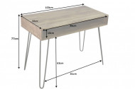 Massief bureau SCORPION met haarspeldpoot van 100 cm natuurlijk mangohout